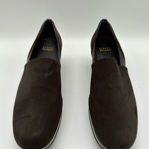 Stuart Weitzman Women's Chocolate Brown Wedge Heel Loafers 9